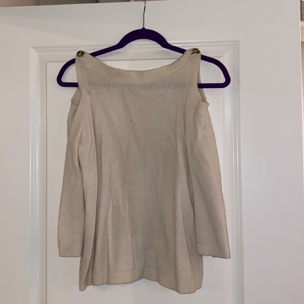 Ann Taylor Cold Shoulder White Sweater Size Small